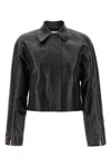 Ferragamo Short Leather Jacket With Collar And Zipper In Black