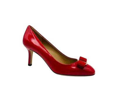Ferragamo Women's Leather Bow Heel Pump In Red