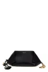 Ferragamo Chain Strap Leather Clutch With Gold-tone Hardware In Black