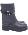 Ferragamo Women's Leather Ean Embellished Strap Bootie (authentic Pre-loved) In Transparent