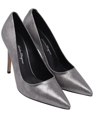 Pre-owned Ferragamo Women's Leather Ilary Pointed Pump (authentic Pre-loved) In Silver