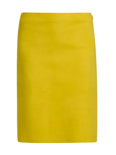 Ferragamo Women's Leather Knee-length Pencil Skirt In Yellow
