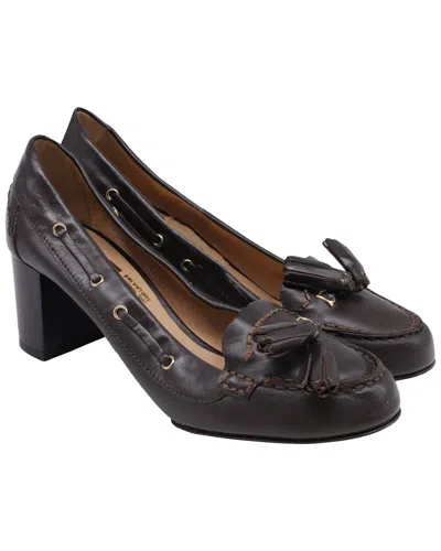 Ferragamo Women's Leather Loafer Pump (authentic Pre-loved) In Animal Print