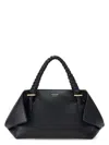 Ferragamo Structured Handbag With Braided Handle And Folded Accents In Black