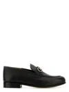 Ferragamo Black Leather Ottone Loafers