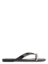 Ferragamo Black Leather Sandals With Thong Strap In Burgundy
