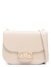 Ferragamo Double Gancini Cross Body Flap Bag In Grey