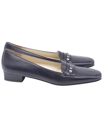 Pre-owned Ferragamo Women's Leather Square-toe Loafer (authentic Pre-loved) In Black