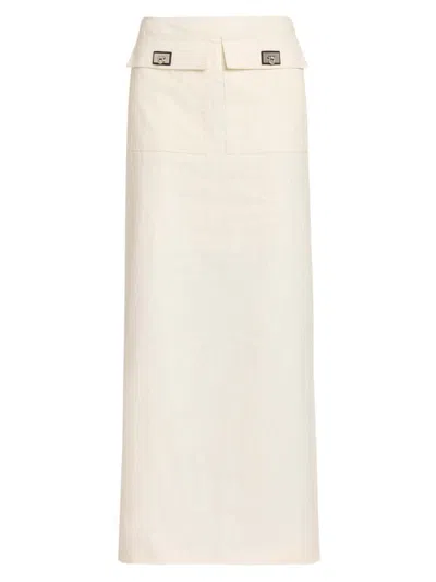Ferragamo Women's Linen Maxi Skirt In White