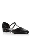 Ferragamo Linette Leather T-strap Ballerina Flats In Nero