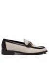 Ferragamo Slip-ons With Contrast Trim And Gold-tone Hardware In Gray