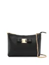 Ferragamo Mini Crossbody Bag With Bow Detail And Chain Strap In Black