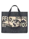 Ferragamo Large Venna Logo-embroidered Tote Bag In Beige