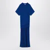 Ferragamo Long Blue Dress Draping Salvatore In Blue