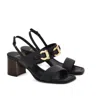 Ferragamo Sandals Block Heel Gancini Buckle In Black