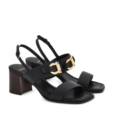 Ferragamo Women's Lou 55mm Gancini-buckle Leather Sandals, Black