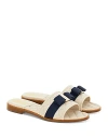 Ferragamo Women's Lovec Q Bow Accent Quilted Slide Sandals In Mascarpone