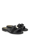 FERRAGAMO WOMEN'S LOVEC Q BOW ACCENT QUILTED SLIDE SANDALS