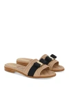 FERRAGAMO WOMEN'S LOVEC Q BOW ACCENT QUILTED SLIDE SANDALS