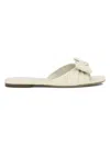 Ferragamo Lylas Leather Flat Sandals In White