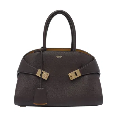 Ferragamo Women Medium Hug Bicolor Handbag In Brown