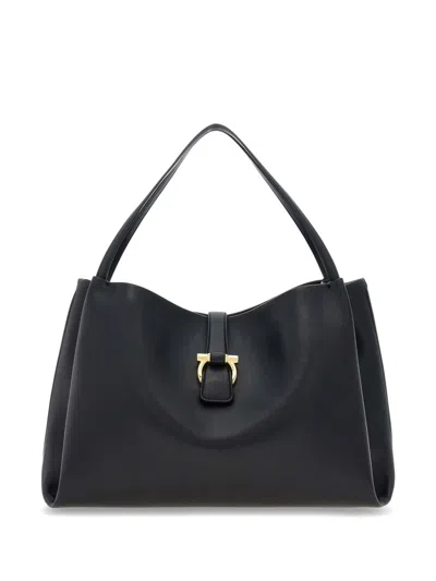 Ferragamo Women Medium Leather Shoulder Bag In Black