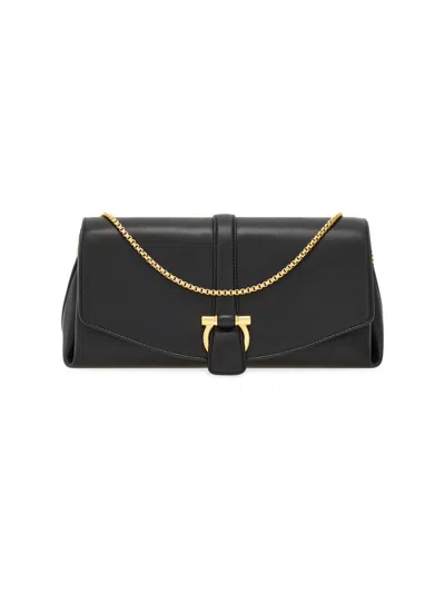 Ferragamo Women's Medium New Line Leather Shoulder Bag In Black