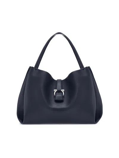 Ferragamo New Line Tote Bag In Purple