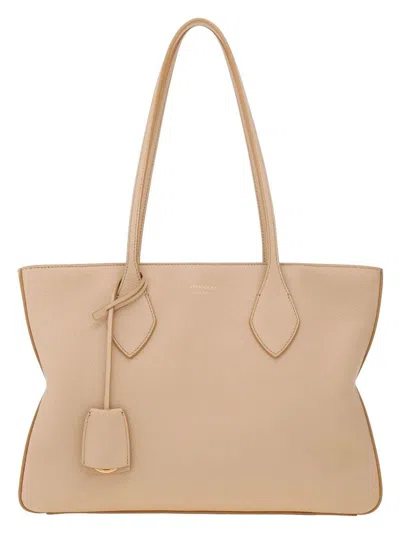Ferragamo Women's Medium Pebbled Tote Bag In Nude
