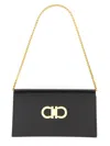 Ferragamo Mini Bag With Gold-tone Clasp And Chain Strap In Black