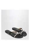 Ferragamo Black Leather Sandals With Thong Strap In Burgundy