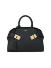 Ferragamo Medium Hug Leather Top Handle Bag In Black