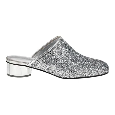 Ferragamo Women's Mirrored Heel Mules In Grey In Silver