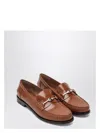 Ferragamo Chain Hardware Moccasin Round Toe Stitching
