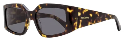 Ferragamo Women's Modified Rectangle Sunglasses Sf1101s 242 Dark Tortoise 54mm In Brown
