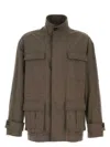 Ferragamo Mud Stretch Cotton Jacket In Gray