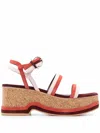 Ferragamo Mysen Bicolor Wedge Sandals In Multi