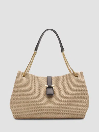 Ferragamo Women's New Line Raffia Tote Bag