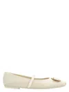 Ferragamo Woman Ballet Flats White Size 9 Leather