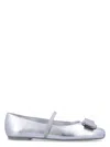Ferragamo Zina Silver Ballerinas In Silver