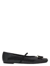 Ferragamo Ruffle Pointed Toe Ballerina Shoes In Black