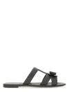 Ferragamo Leather Sandals Bow Detail Metallic Accent