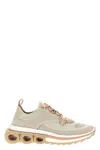 Ferragamo Mesh Perforated Pull Tab Rubber Sole Sneakers In Multicolor
