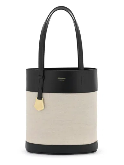 Ferragamo Women's North South Charming Tote Bag In Beige,black