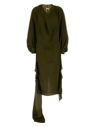 Ferragamo Women's Olive Silk Dress