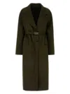 Ferragamo Coat Wool Blend Belted Waist In Green
