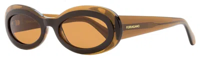 Ferragamo Women's Oval Sunglasses Sf2003s 233 Transparent Brown 54mm