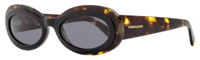Ferragamo Women's Oval Sunglasses Sf2003s 241 Tortoise/black 54mm In Multi