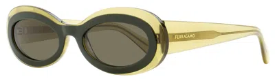 Ferragamo Women's Oval Sunglasses Sf2003s 327 Khaki/green 54mm