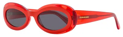 FERRAGAMO FERRAGAMO WOMEN'S OVAL SUNGLASSES SF2003S 613 TRANSPARENT RED 54MM